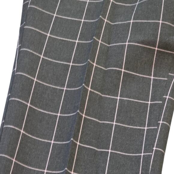 Loft Pink & Grey Windowpane Plaid Straight Leg Career Marisa Pants Size 12 - Picture 6 of 12